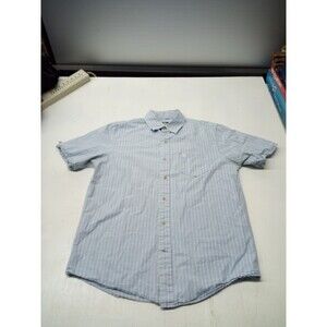 Timberland Mens Size Medium Blue Plaid 100% Cotton Short Sleeve Button Up Shirt